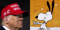 Aside by side of Donald Trump and Snoopy from "A Boy Named Charlie Brown, 1969."