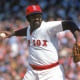 Luis Tiant pitches with the Boston Red Sox in the 1970s.