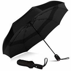 Repel Windproof Double Vented Travel Umbrella with Teflon Coating (Black)